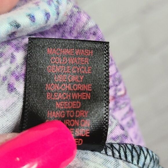 Hot Kiss 1X Colorful Abstract Chevron Sharkbite Flowy Knit Midi Skirt High-Low - Picture 7 of 8